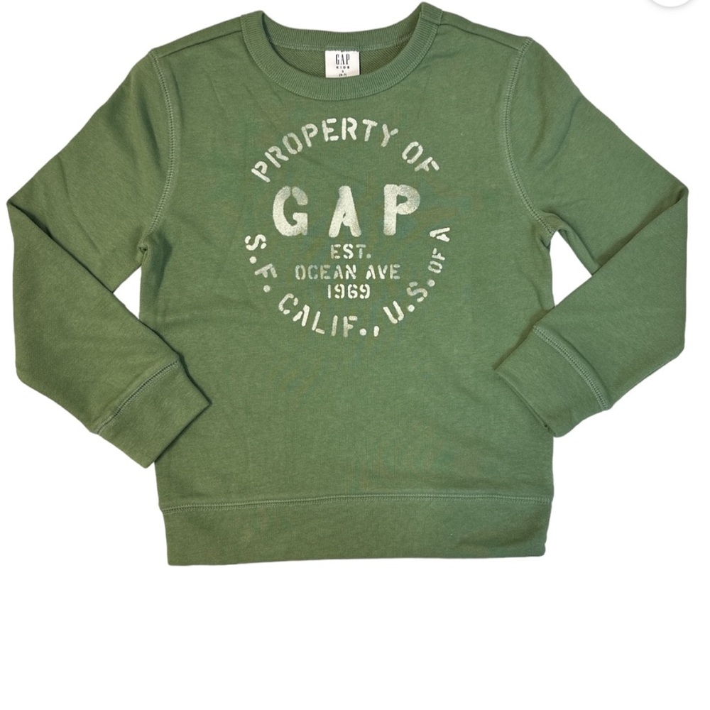 Gap Boy's Terry Lined Graphic Print Crewneck Pullover Sweatshirt